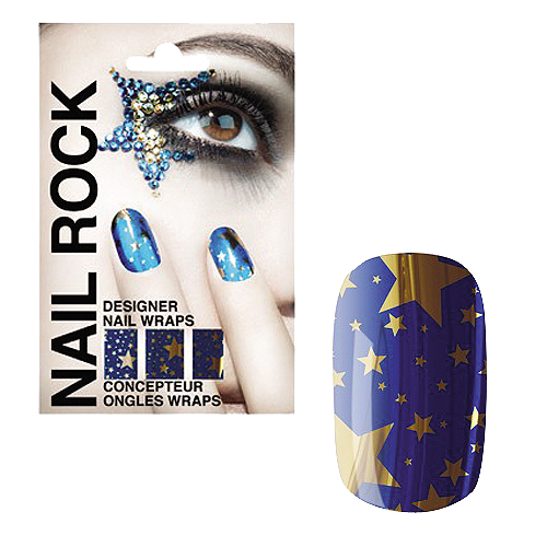 NAIL ROCK ll ネイルロックll デザイナーネイルラップ ブルー&ゴールドスター