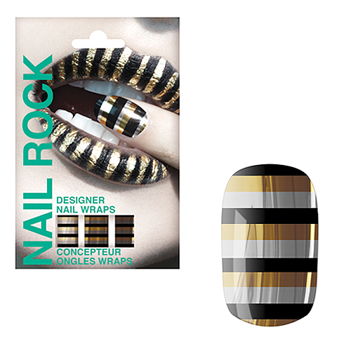 NAIL ROCK ll ネイルロックll デザイナーネイルラップ stripes gold silver black